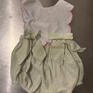 Charming Green and White Striped Baby Romper